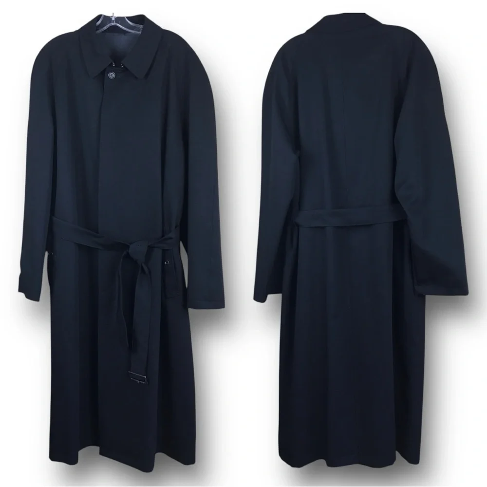 Burberry London Single Breasted Belted 100% Wool Car Trench Coat Size 40R - Picture 4 of 15